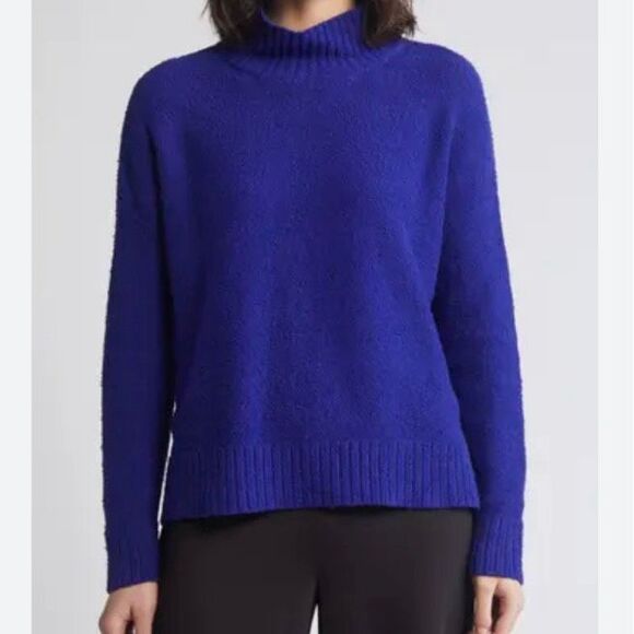 Eileen Fisher 100% Organic Cotton Textured Mock Neck Sweater NWT Size Large - Picture 1 of 6